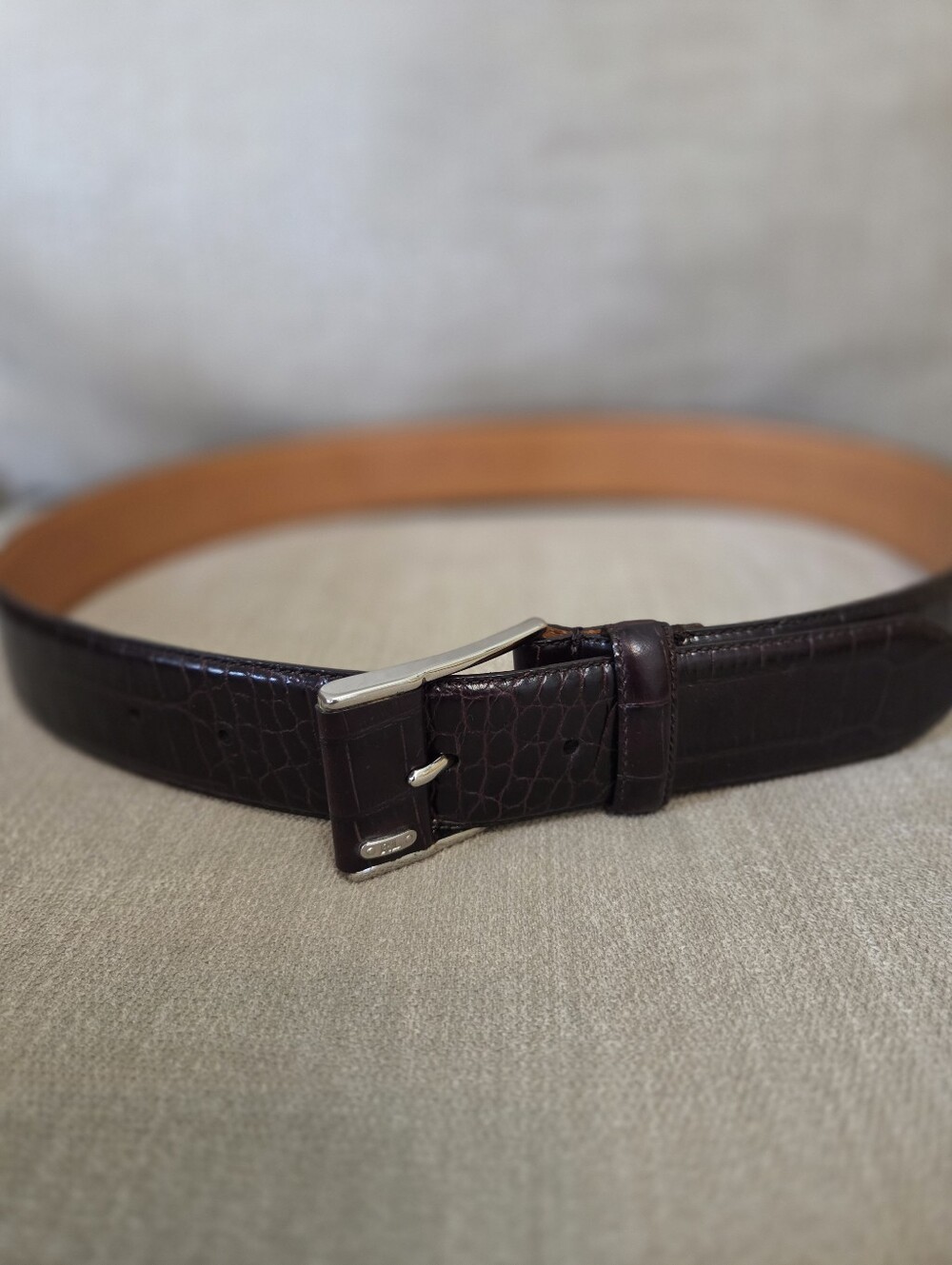 Ralph Lauren Woman's Brown Genuine Leather Alligator Emb Black Collection Belt